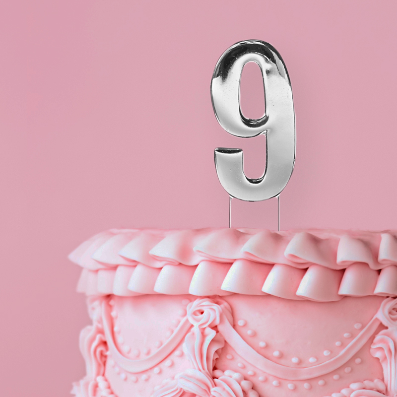 BOLD Cake Topper - SILVER NUMBER 9