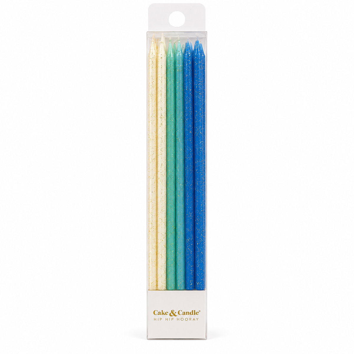 BLUE Glitter Cake Candles (Pack of 12)