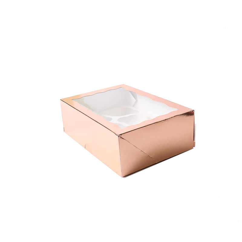 ROSE GOLD Cupcake Box with PVC Window (holds 6 cupcakes)