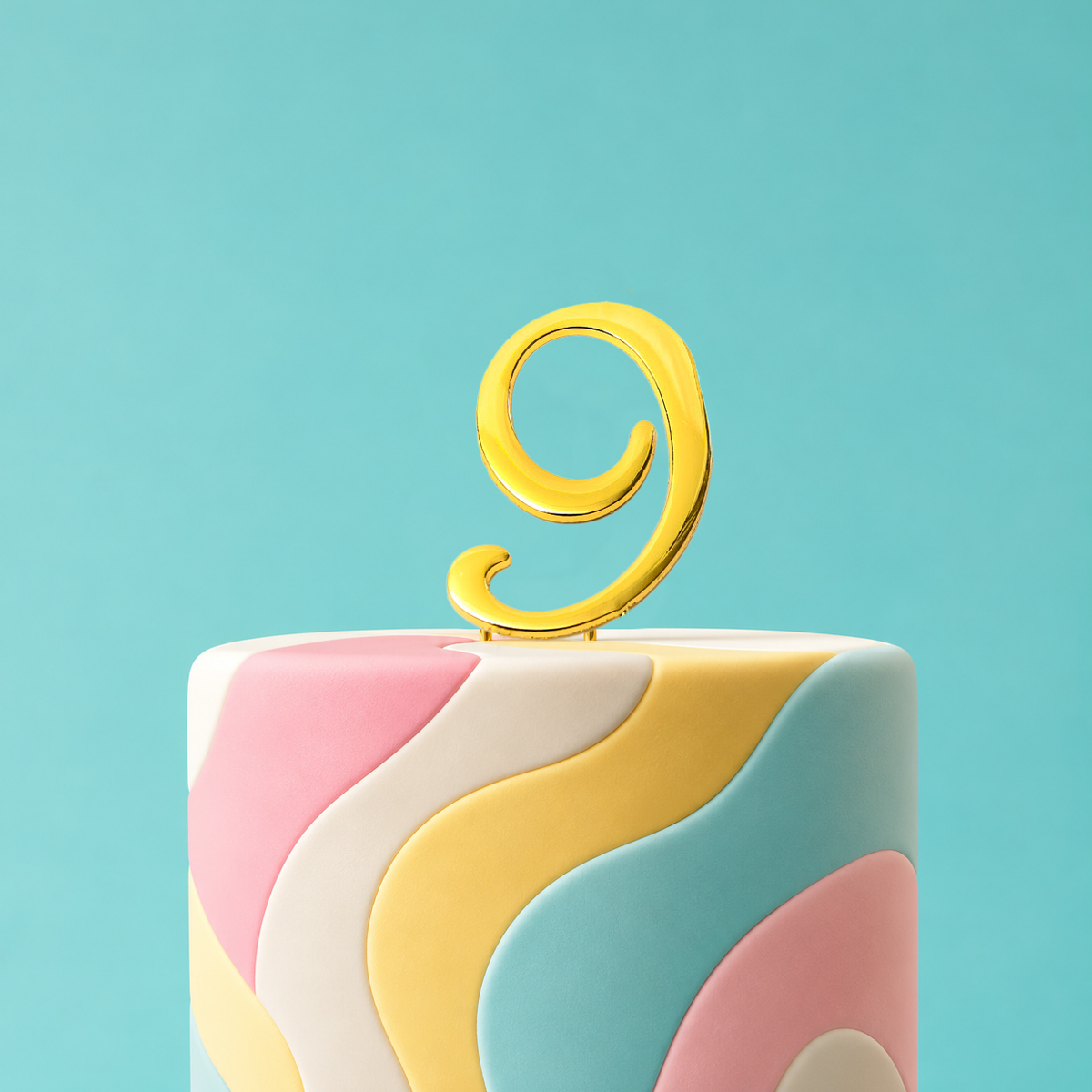 GOLD Cake Topper (7cm) - NUMBER 9