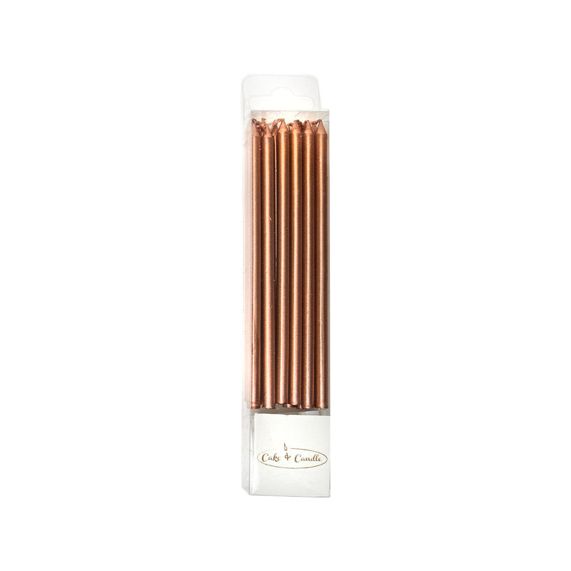 12cm Tall Cake Candles ROSE GOLD (Pack of 12)