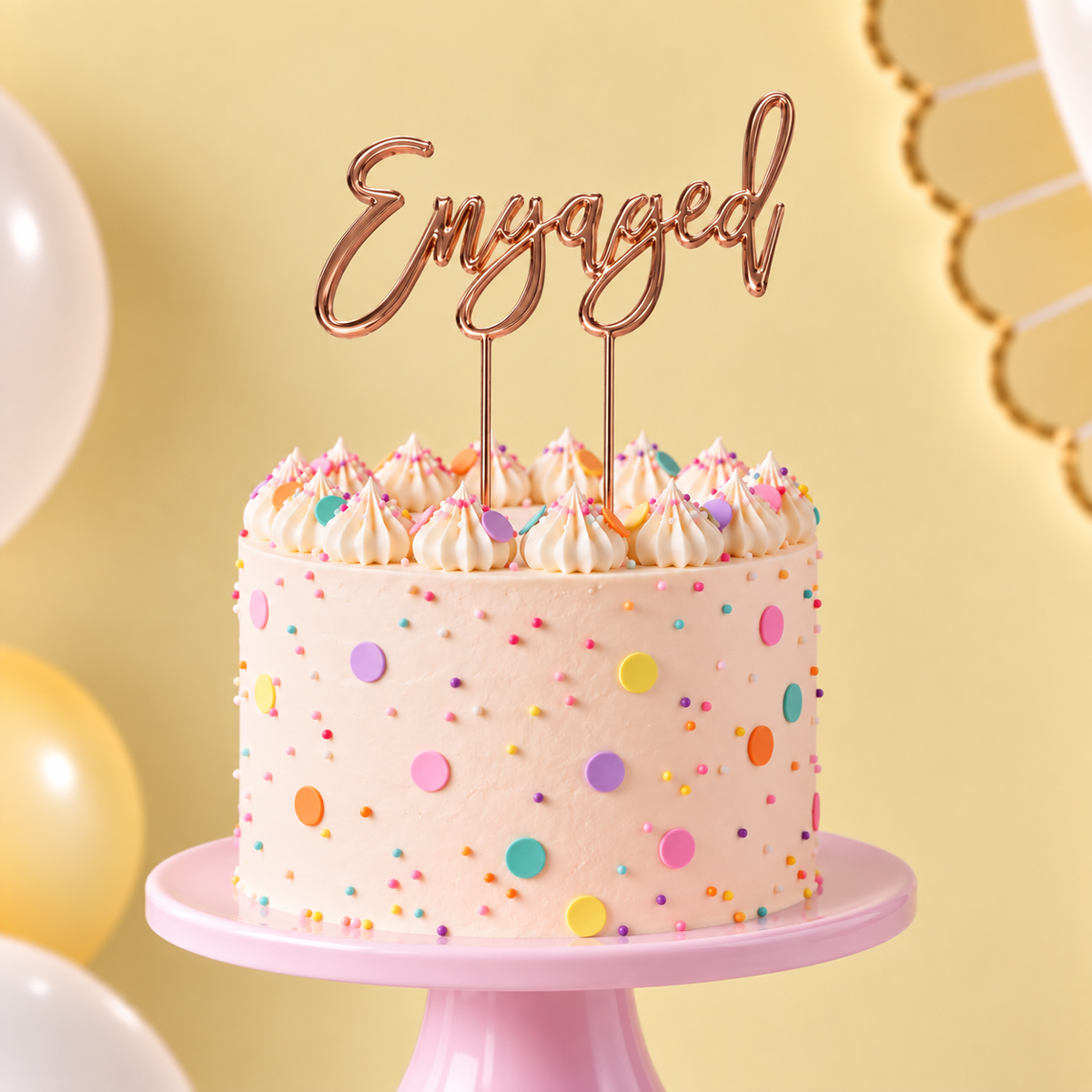 ROSE GOLD Plated Cake Topper - ENGAGED