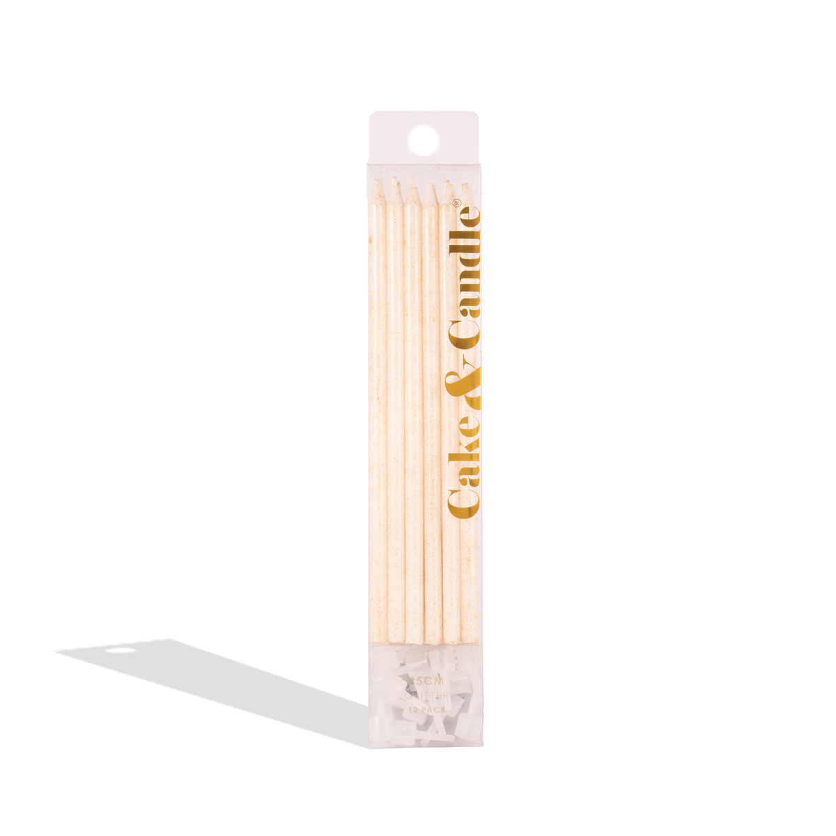 WHITE Glitter Cake Candles (Pack of 12)