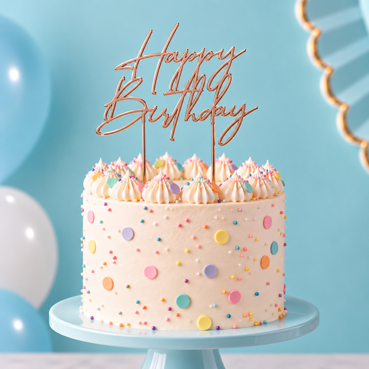 ROSE GOLD Metal Cake Topper - HAPPY BIRTHDAY 4