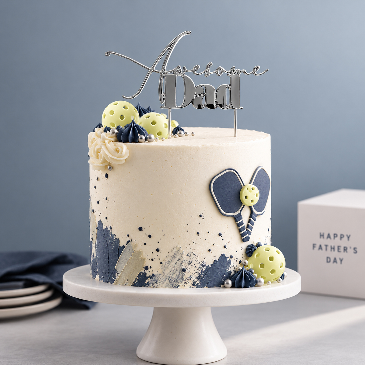 SILVER Metal Cake Topper - AWESOME DAD