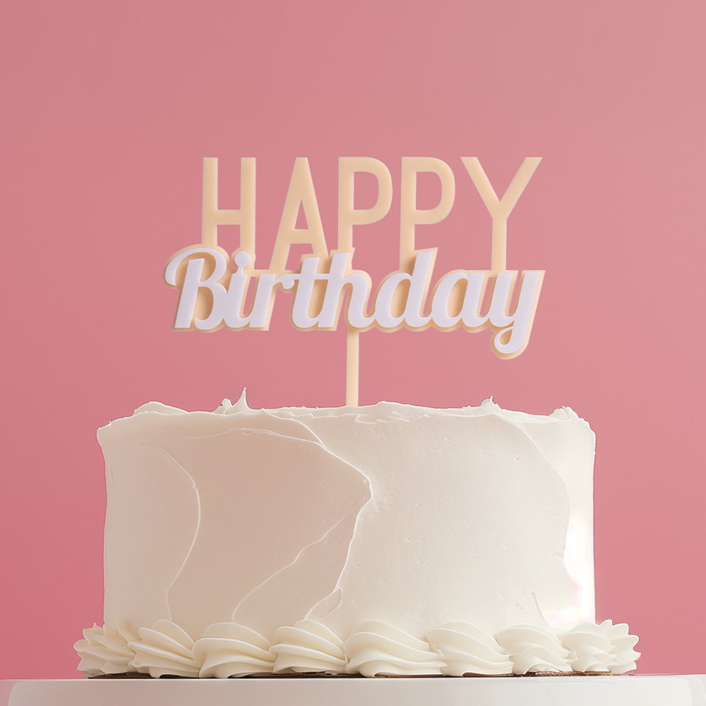 MILKSHAKE Happy Birthday Cake Topper - CARAMEL