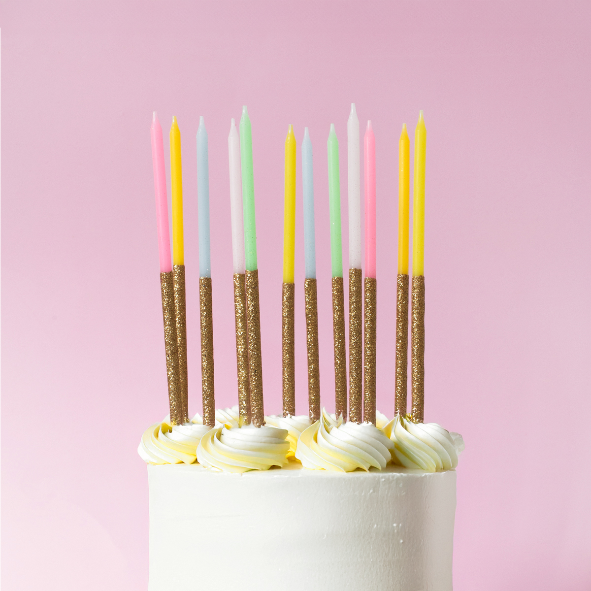 RAINBOW Glitter Dipped Cake Candles (Pack of 12)