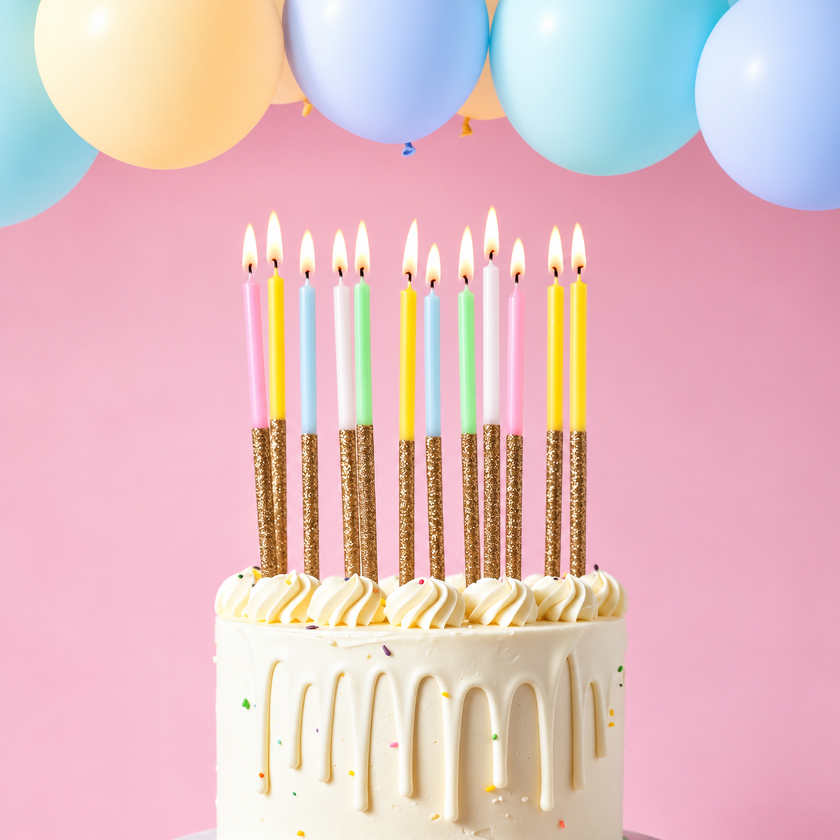 RAINBOW Glitter Dipped Cake Candles (Pack of 12)