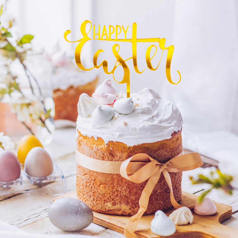 HAPPY EASTER Cake Topper - GOLD